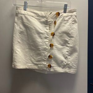 Free People Button-up White Mini Skirt